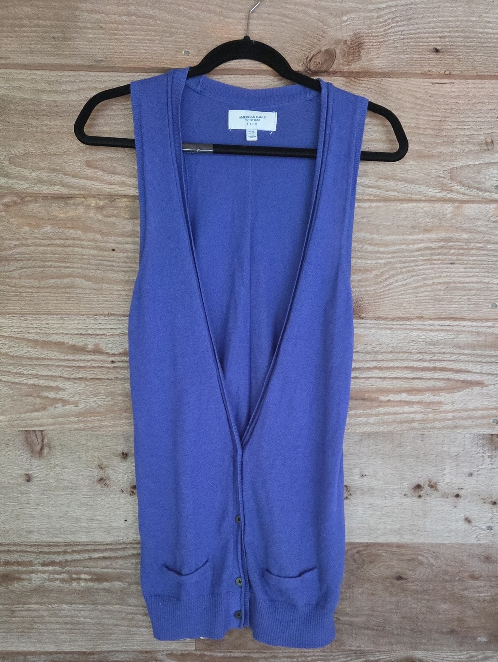 American Eagle Outfitters XS Blue Sleeveless Button-Front Sweater